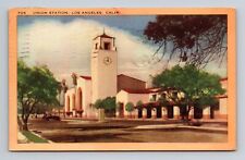 Linen Postcard Los Angeles CA California Union Station picture