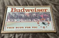 Budweiser Beer Clock Mirror vintage 80's Clydesdales 19x13 This Bud's for you picture