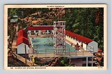 Olympic Hot Springs WA-Washington, Olympic Peninsula, Vintage c1940 Postcard picture