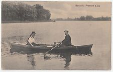 c1907-1915~ Pleasant Lake~Steuben Indiana IN~Canoeing Couple~Antique Postcard picture