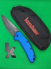 Kershaw Link 1776 NBBW Blue Handle/Blackwashed Blade NIB-USA With Pouch & Ktool picture