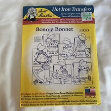 Aunt Martha's Hot Iron Transfer Bonnie Bonnet 3920 Heat Transfer 18”x24