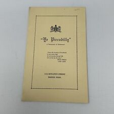 Vintage YE PICADILLY Restaurant Menu Dinner Boston MA Massachusetts March 1924 picture