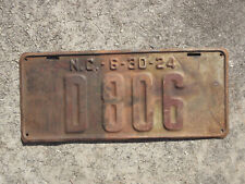 1924 North Carolina Dealer License Plate D 806 NC Chevy Ford Chevrolet picture