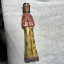 Vintage Handcrafted Wood Monk Priest Folk Art Guatemala 15” Home Alter picture