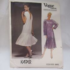 Vogue American Designer Misses Dress Pattern #1512 By Kasper Size 12 Uncut FF picture