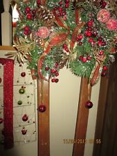 PAIR OF VINTAGE SKIS DECORATED FOR THE HOILDAYS--#Y24A-4 picture