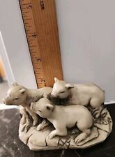 Vintage Wony  Ltd Carved 3 Pigs Figure Italy Resin Piglets Farm Animals 4.5” picture