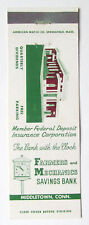 Farmers and Mechanics Savings Bank  Middletown, Connecticut 20FS Matchbook Cover picture