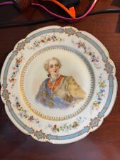 Antique Sevres France Signed Porcelain Portrait Cabinet Plate Louis XV 9 3/8