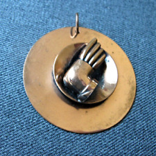 Vintage modernist design genuine copper large pendant picture