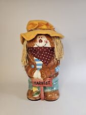 Vintage Fall Halloween Scarecrow Large Cookie Jar Straw Hair Felt Hat picture