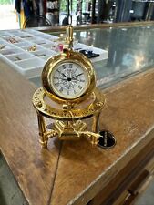 Bulova Quartz Miniature Clock Brass Planetarium Model B0573 Collectible picture