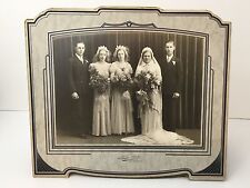 Vintage 1930’s B&W Wedding Party Photo Art Deco Bride Groom Bernard Ohio USA picture