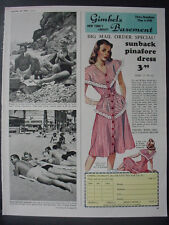 1947 Gimbels Basement Sunback Pinafore Dress Fashion Vintage Print Ad 12677 picture