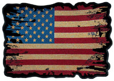 Distressed American USA Flag Jacket Vest Back Patch [10.0 X 7.0 inch -FD7] picture