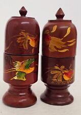 ANTIQUE CHINESE PAIR  LACQUER LIDDED NOTE BOXES - KOI FISH & PHOENIX DESIGN RARE picture
