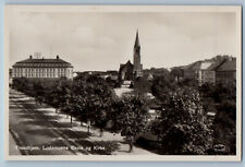 Trondheim Norway Postcard Ludemoens School and Church c1920's RPPC Photo picture