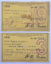 1918 Pennsylvania Railroad Co. Two Passes to & from Erie & Warren Bk4L picture