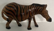 Hand Carved & Painted Wooden Zebra Figurine African Made In Kenya 7.5” VTG MCM picture