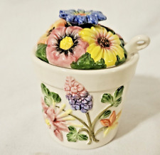 Enesco Raised Flowers Lidded Sugar Bowl with Spoon Taiwan picture