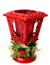 Red Vintage Christmas Lamp Lighter Red Glass 1070s Votive 5 1/4