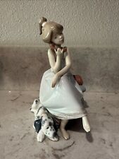 Lladro 5466 Chit-Chat Girl Talking On Phone w/  Dalmatian Dog No Box picture
