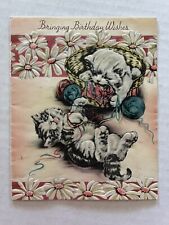 Vintage Birthday Card Kittens yarn picture