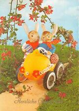 US89 Germany Herzliche Osterreich humanized rabbits in an egg kart  Easter picture