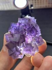 Rare Exquisite double-sided multi-layer purple window cubic fluorite crystal picture