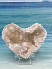51G Natural Sparkly Heart ￼Shape Druzy White Agate ￼Specimen Quartz Crystal picture