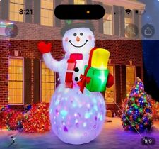 Gemmy Airblown Inflatable 5ft Snowman + Candy Cane Light Up Christmas Decor Yard picture