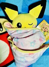 Pokemon Center 9” Pichu Plush Toy & 24” Fleece Blanket Set From Japan USA Seller picture