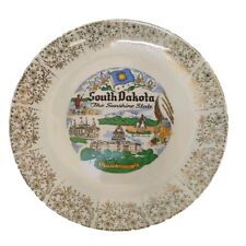 Vintage South Dakota Sunshine State Plate 22k Gold Leaf Gift Souvenir Landmarks picture