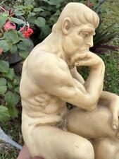 Vintage G Ruggeri Statue Nude Seated Male Man Cast Sculpture Italian Classical picture