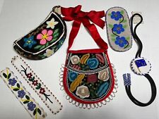 LOT OF SIX ANTIQUE/VINTAGE NATIVE AMERICAN BEADED ITEMS: PURSES, BOLO, ETC picture