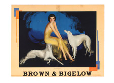 Vintage 1938 ROLF ARMSTRONG Pin-up Girl LARGE POSTER Brown Bigelow Borsoi Dogs picture