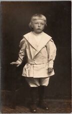 1910s Studio RPPC Real Photo Postcard Little Bowl in New Outfit w/ Bowl Haircut picture
