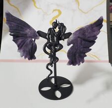 Natural Crystal Demons and Angels Wings skull Healing Statue Gift  Decor 7.5