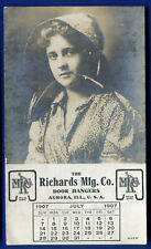 Richards Mfg Door Hangers Aurora IL Real Photo Postcard July 1907 Calendar B444 picture