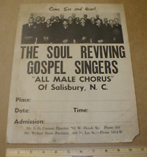 Soul Reviving Gospel Singers old Black Church Revival Poster 1940s? Salisbury NC picture