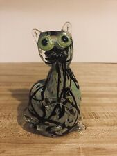 Cute Handmade Blown Glass Cat Figurine/ Paperweight Murano Multicolor picture