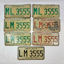 1973 1974 1978 Illinois License Plate Sets ML 3555 & LM 3555 Seven Plates picture