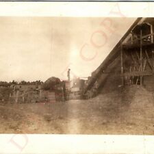 1900s Real Photo Farmers Bale Hay w/ CASE Trolley Pulley Barn Iowa Antique 5G picture