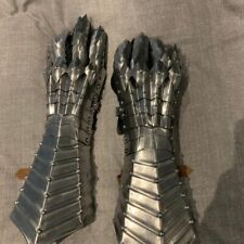 Hallween Silver Finish Nazgul Gauntlets Steel Medieval Armor Gloves Lordof Rings picture