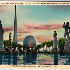 1939 New York World's Fair Statues 4 Freedoms Friedlander Trylon Perisphere A206 picture