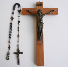 wooden vintage Jesus cross from 1959 and small metal cross in one lot picture