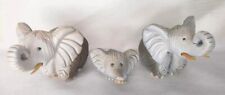 3 Vintage Whimsical Handmade Elephant Figurines Clay Art Pottery  3