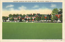 Oswego,NY Soldiers Barracks And Parade Ground,Fort Ontario New York Postcard picture