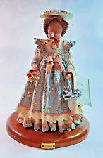 Vintage  Gifina Faceless Girl Figurine Dominican Dress wooden Base Polymer clay. picture